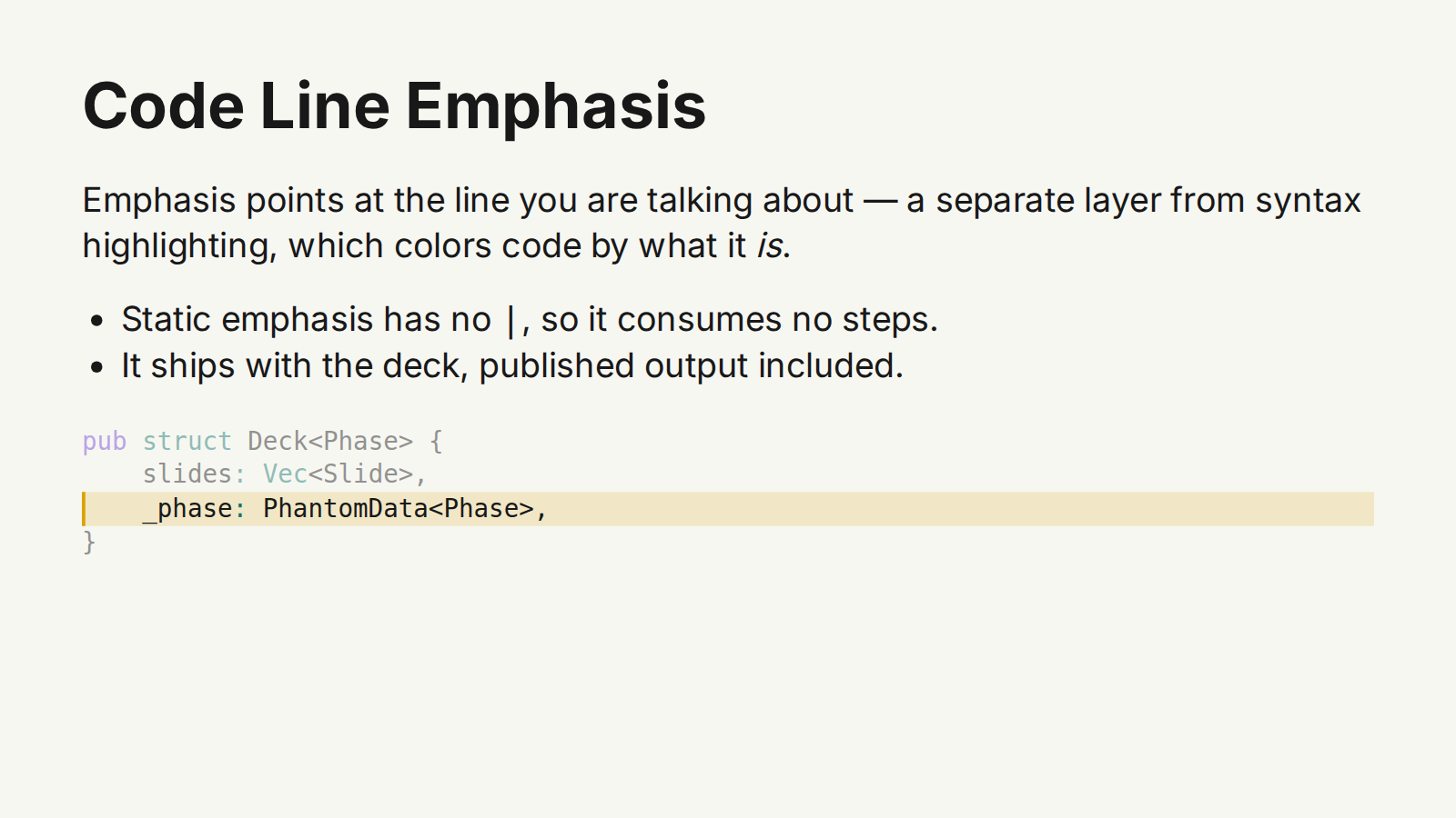Code Line Emphasis deck screenshot