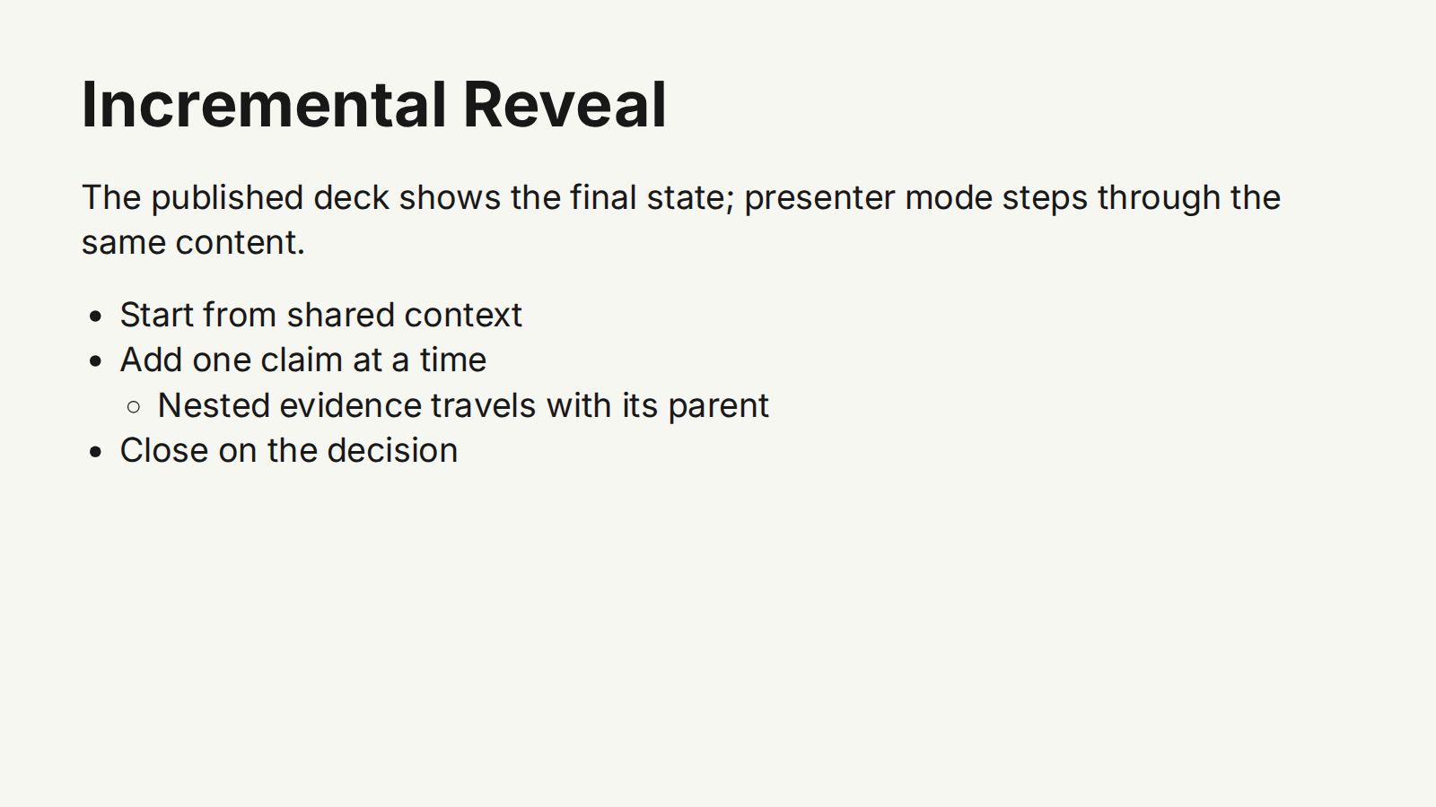 Incremental Reveal deck screenshot